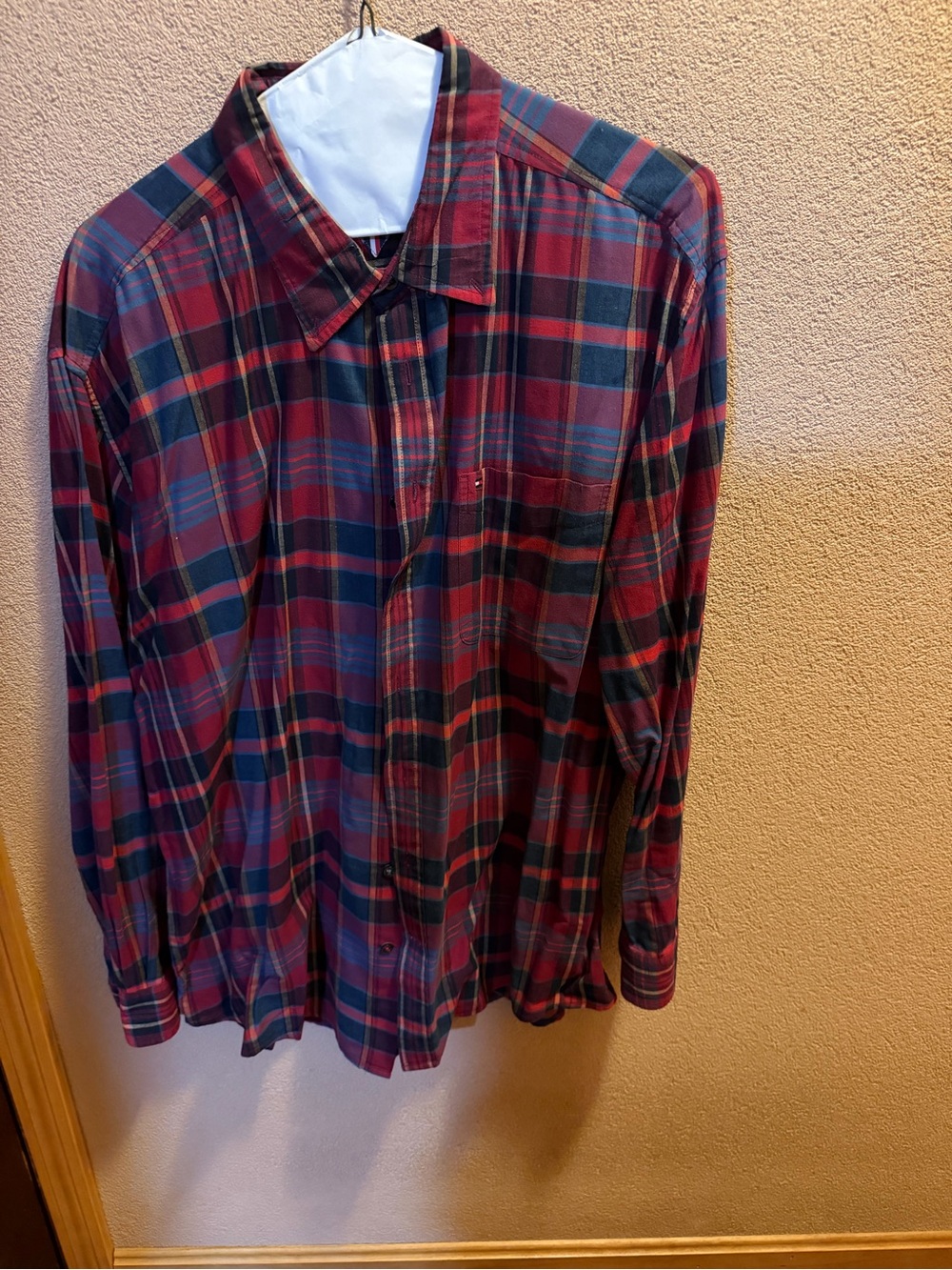Tommy Hilfiger Red and Blue Plaid Button-Down Shirt - Picture 1 of 2